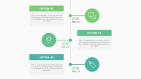 蓝绿色3个卡片大事记PPT图表下载(255)
