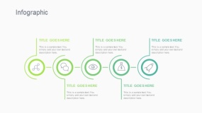 蓝绿色5个圆环曲线时间轴PPT图表下载(262)