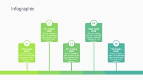 蓝绿色5个矩形牌子与线条大事件PPT图表下载(265)