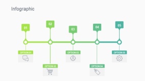 蓝绿色5个矩形卡片时间轴PPT图表下载(266)