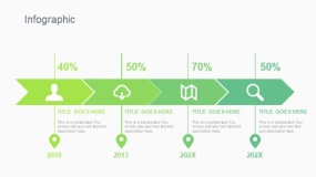 蓝绿色4个阶段箭头时间轴PPT图表下载(268)
