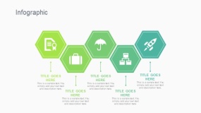 蓝绿色5个六边形时间轴PPT图表下载(271)