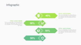 蓝绿色4个箭头层级关系PPT图表下载(275)