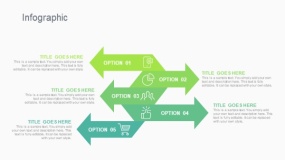 蓝绿色5个环绕箭头对比PPT图表下载(278)