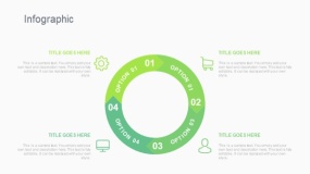 蓝绿色4个圆弧循环关系PPT图表下载(292)