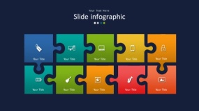 深蓝色背景多彩时尚PPT图表(29)