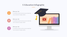 炫酷彩色教育毕业学士帽PPT图表下载(270)