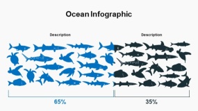 蓝色大海鱼群海洋生物PPT图表下载(12)