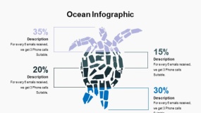 蓝色大海鱼群海洋生物PPT图表下载(8)