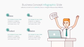 绿色卡通人物鼠绘手绘PPT图表下载(18)