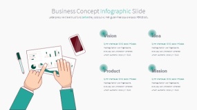 绿色卡通人物鼠绘手绘PPT图表下载(3)