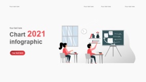 2.5D插画PPT模板 学校学习教育PPT图表(34)