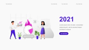 2.5D插画商业办公 团队会议PPT图表下载(8)