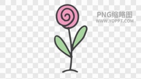 手绘彩色卡通花朵植物素材PNG图片10