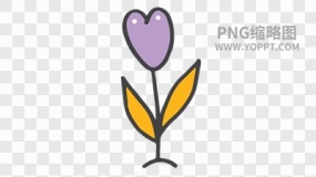 手绘彩色卡通花朵植物素材PNG图片11