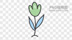 手绘彩色卡通花朵植物素材PNG图片12