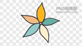 手绘彩色卡通花朵植物素材PNG图片13