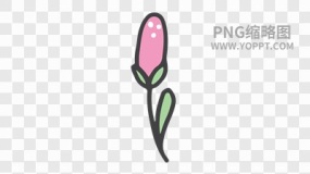手绘彩色卡通花朵植物素材PNG图片17