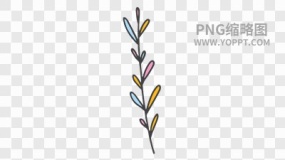 手绘彩色卡通花朵植物素材PNG图片26