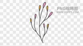 手绘彩色卡通花朵植物素材PNG图片28