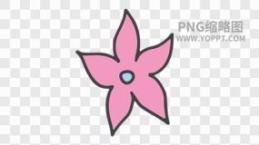 手绘彩色卡通花朵植物素材PNG图片29