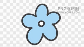 手绘彩色卡通花朵植物素材PNG图片3