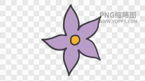 手绘彩色卡通花朵植物素材PNG图片33