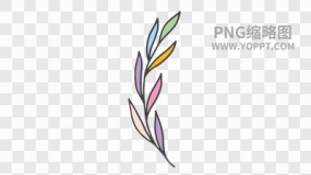 手绘彩色卡通花朵植物素材PNG图片34