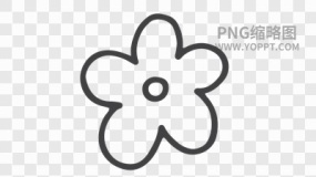 手绘黑色描边卡通花朵植物素材PNG图片3