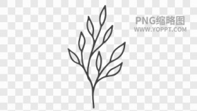 手绘黑色描边卡通花朵植物素材PNG图片6