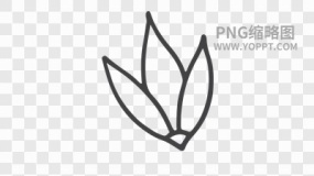 手绘黑色描边卡通花朵植物素材PNG图片20