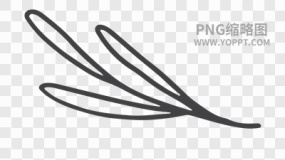 手绘黑色描边卡通花朵植物素材PNG图片22