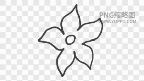 手绘黑色描边卡通花朵植物素材PNG图片24