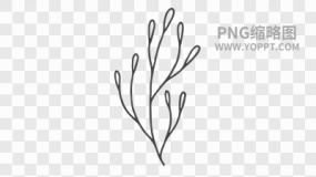 手绘黑色描边卡通花朵植物素材PNG图片28