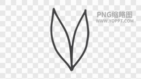 手绘黑色描边卡通花朵植物素材PNG图片30