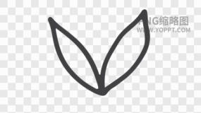 手绘黑色描边卡通花朵植物素材PNG图片31