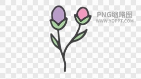 手绘彩色卡通花朵植物素材PNG图片7