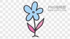 手绘彩色卡通花朵植物素材PNG图片9
